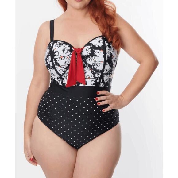 Betty Boop x Unique Vintage Boop Boop A Doop Clemente Swimsuit One Piece 3X - Picture 1 of 10